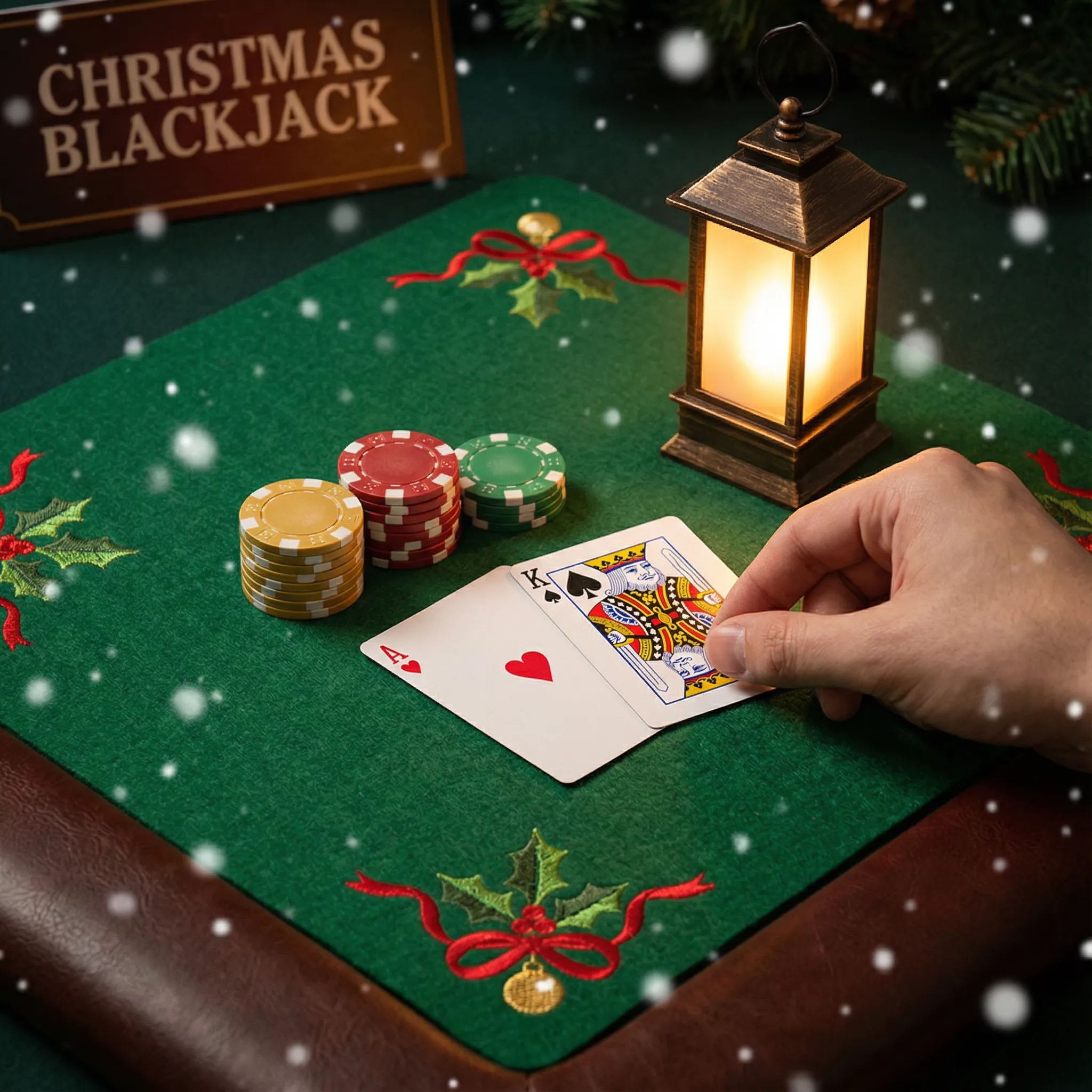 Blackjack Natalino - 21 com decoração festiva